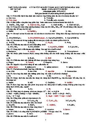 Đề thi thử Tốt nghiệp THPT môn Hóa học năm 2020 - Trường THPT Trần Văn Bảo (Kèm đáp án)